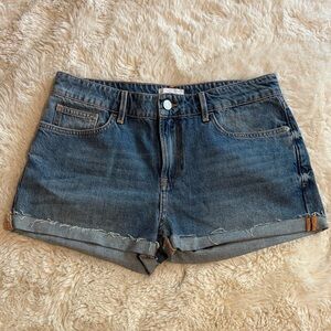 Frame Denim Rolled Hem Jean Shorts - Dark Blue